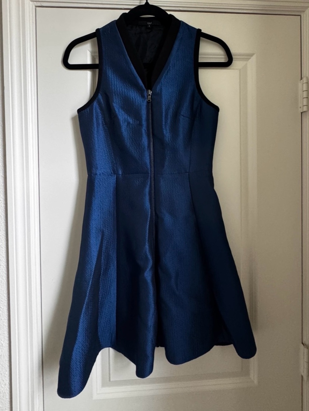 Tibi Mini Zip Up A Line Blue Dress
